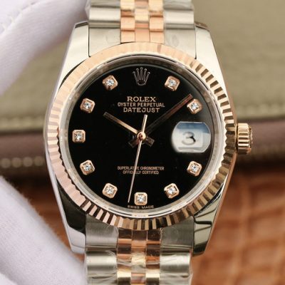 Giới thiệu mẫu đồng hồ nam Rolex Datejust black dial Rep 1:1 bọc vàng 18k