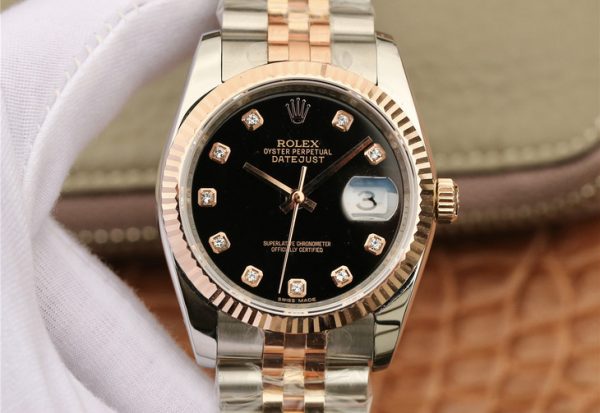 Giới thiệu mẫu đồng hồ nam Rolex Datejust black dial Rep 1:1 bọc vàng 18k