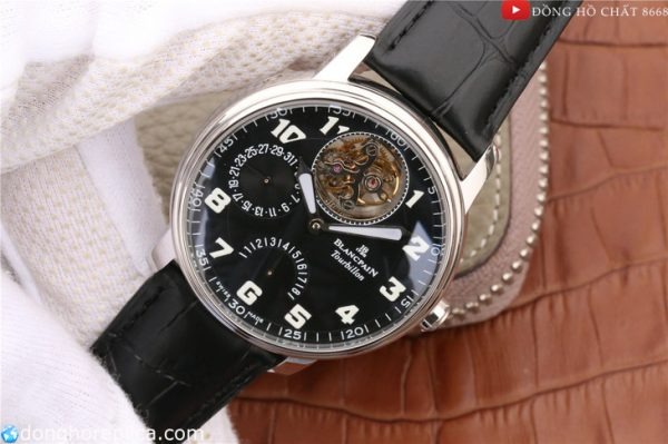 Mang đẳng cấp của một chiếc đồng hồ Thuỵ Sỹ cao cấp. Mẫu đồng hồ Blancpain Tourbillon Replica 1:1 hiện lên tinh tế cùng mặt số đen tuyền quen thuộc