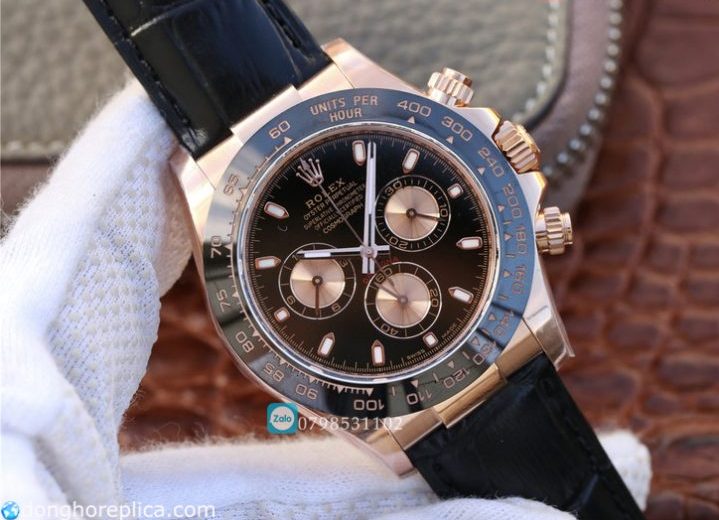 Chất liệu chế tác của chiếc đồng hồ cơ nam Rolex Daytona ceramic dây da cá sấu siêu cấp