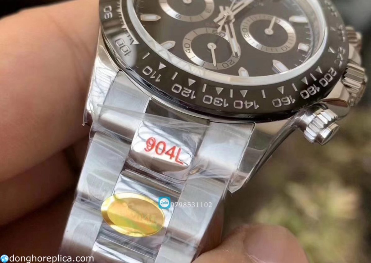 Dây khóa đồng hồ Rolex daytona mặt đen sát bản hãng