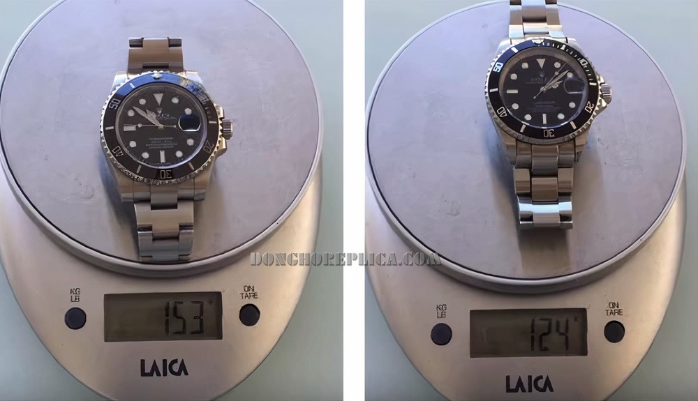 So sánh trọng lượng của đồng hồ Rolex