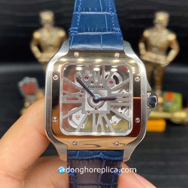 Đồng Hồ Cartier Santos Dumont Skeleton Stainless Steel Handwinding