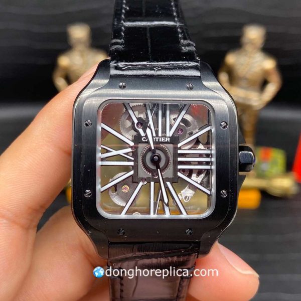 Đồng Hồ Cartier Santos Skeleton WHSA0009 Handwinding Thép DLC