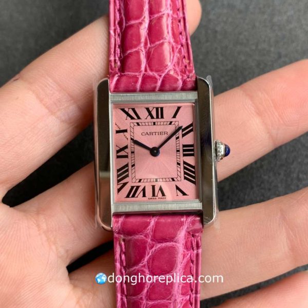 Đồng Hồ Nữ Cartier Tank Solo W5200000 Hồng Đậm Máy Quartz Thụy Sĩ