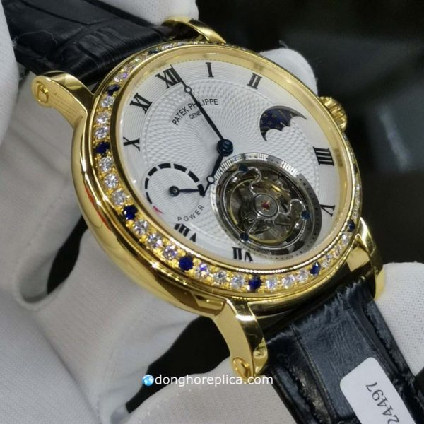 Đồng Hồ Patek Philippe Tourbillon Chế Tác Đúc Vàng Khối Độ Kim Cương