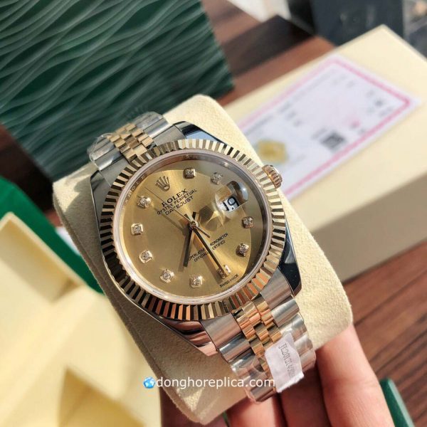 đồng hồ Rolex Datejust Bọc Vàng Demi 18K Mặt Vàng Dây Jubilee 5 Mắt