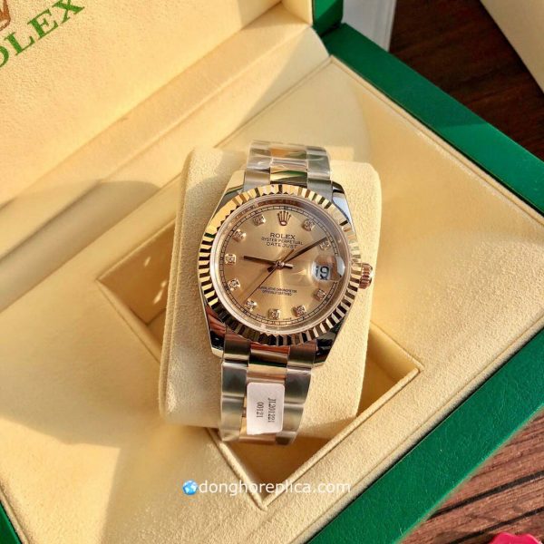 đồng hồ Rolex Datejust Demi Bọc Vàng 18K Mặt Vàng Dây Oyster 3 Mắt