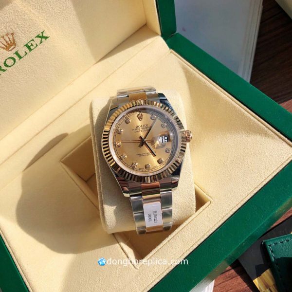 đồng hồ Rolex Datejust Bọc Vàng Demi 18K Dây Oyster Mặt Vàng