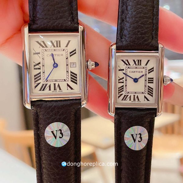 Đồng Hồ Cặp Cartier Tank Solo Super Fake Mặt Trắng Máy Thuỵ Sĩ