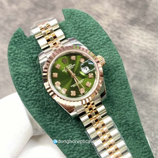 Đánh giá chung về siêu phẩm đồng hồ Rolex Rose Gold 31mm Datejust 279171 Green Replica 1:1