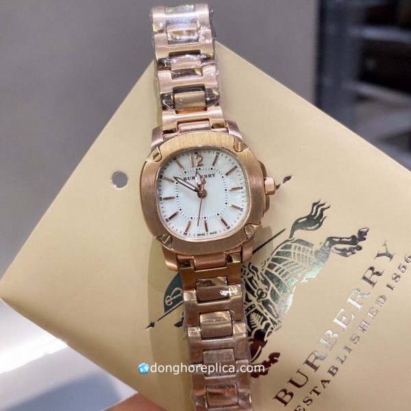 Đồng Hồ Burberry Nữ Dây Kim Loại Mặt Tròn Đính Đá 34mm Siêu Cấp