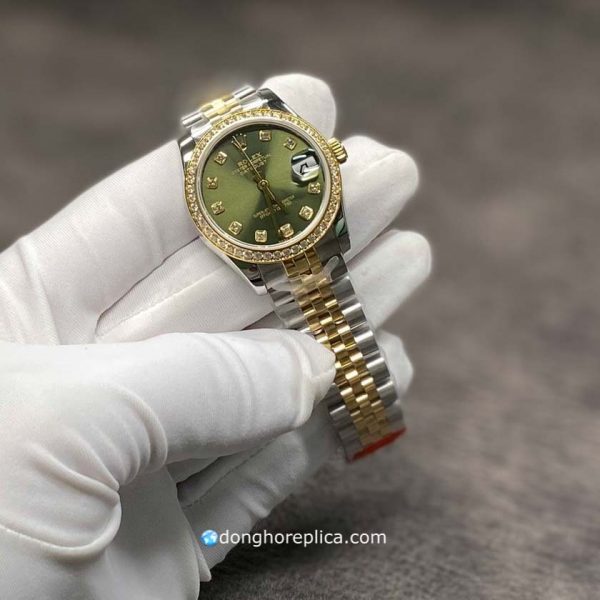Giới thiệu mẫu đồng hồ Rolex Gold Lady Datejust 278273GNDJ Green Dial Replica 1:1