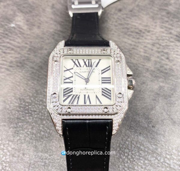 Đồng Hồ Nam Cartier Siêu Cấp BST Santos 100 XL Custom Diamonds