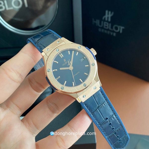 Đồng Hồ Nữ Hublot 542.OX.7180.LR Classic Blue Rose Gold Super Fake