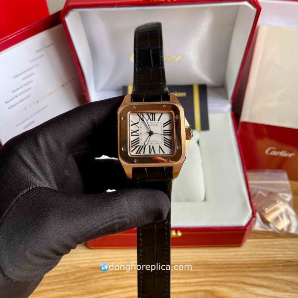 Đồng Hồ Nữ Cartier Siêu Cấp Santos WGSA0012 Midsize Rose Gold