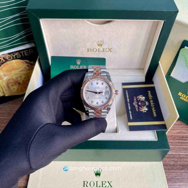 đồng hồ Rolex Siêu Cấp BST Datejust 116231 Mặt Trắng Demi Vàng Hồng 18K