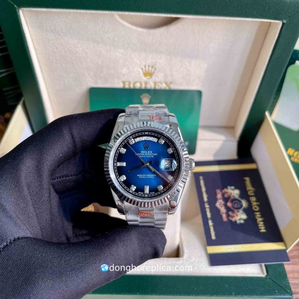 đồng hồ Rolex Replica BST Day-Date 128239 Blue Graduated Diamond 36mm