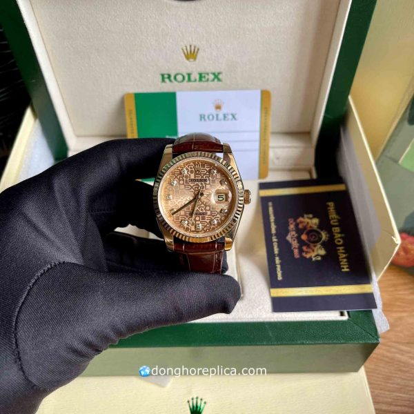 đồng hồ Rolex Replica BST Dây Da Datejust 16233 Computer Dial Gold 18K