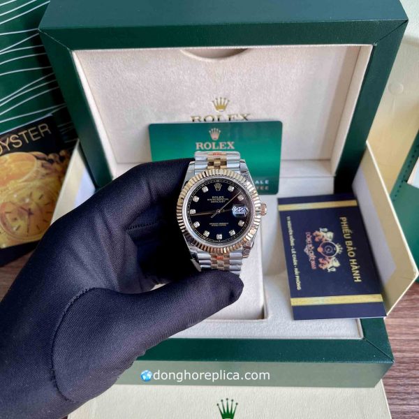 đồng hồ Rolex Super Fake BST Datejust 126333 Black Dial 41 Demi Gold