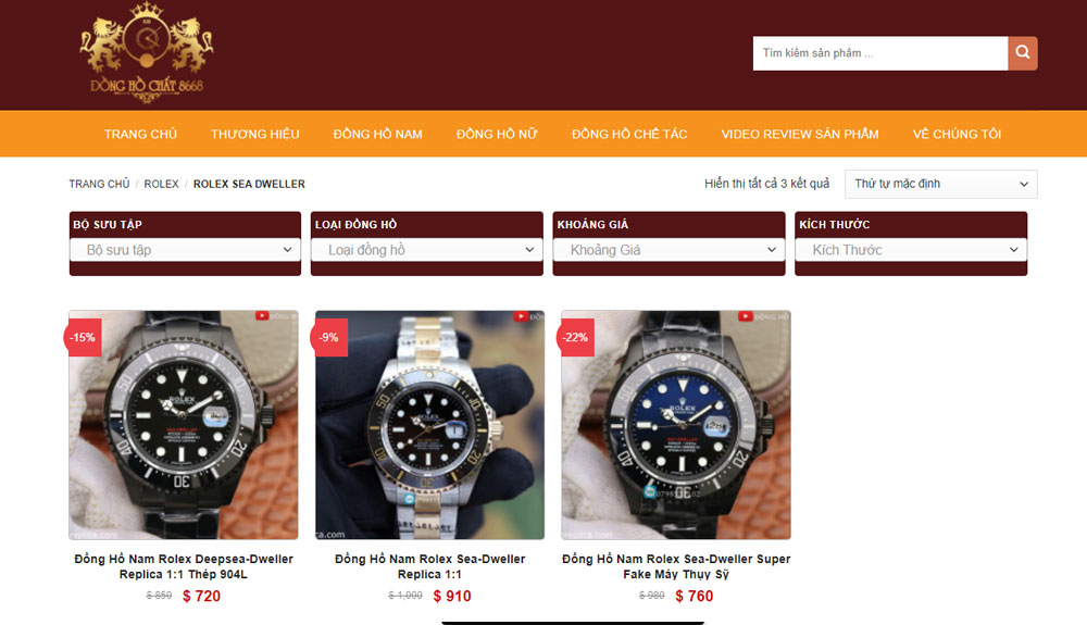 Bộ sưu tập đồng hồ Rolex Sea Dweller Super Fake Replica 1:1 giá tốt nhất