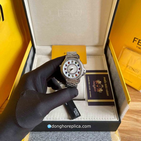 Đồng Hồ Fendi Mặt Đá Xoay Super Fake BST Crazy Carats Ngũ Sắc F107034000B2T05