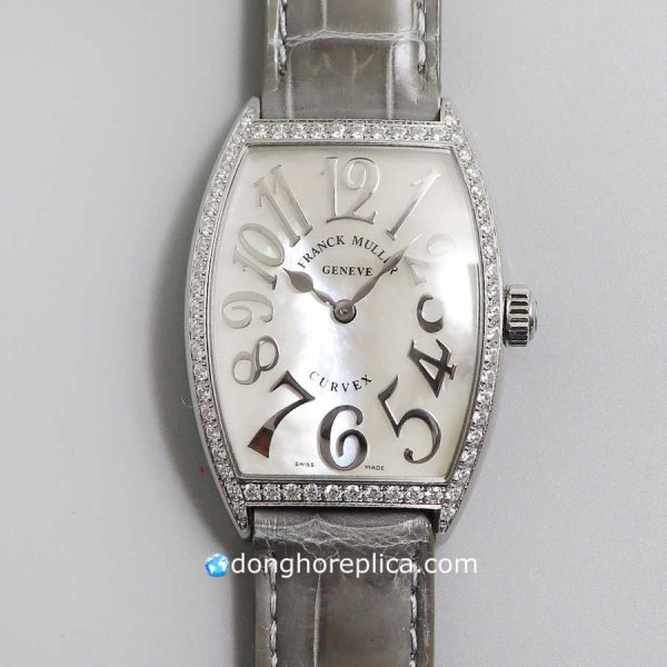 Đồng Hồ Nữ Franck Muller Syuper Fake BST Cintree Curvex Grey Diamond 28mm