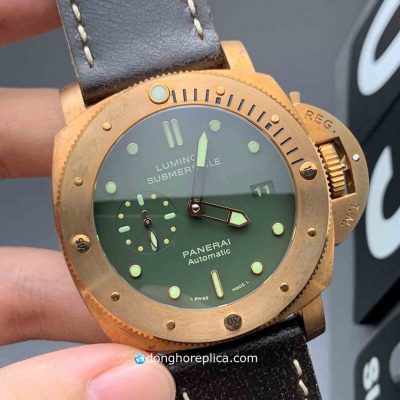 Đồng Hồ Panerai Siêu Cấp BST Luminor Submersible PAM382 SF V2 Bronze Green Dial