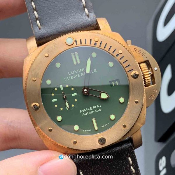 Đồng Hồ Panerai Siêu Cấp BST Luminor Submersible PAM382 SF V2 Bronze Green Dial