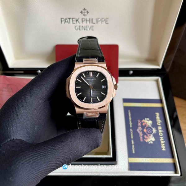 Đòng Hồ Patek Philippe Super Fake BST Nautilus 5711R Rose Gold Leather Strap