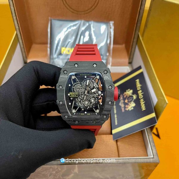 Đồng Hồ Richard Mille Super Fake BST RM35-02 Carbon Red Strap