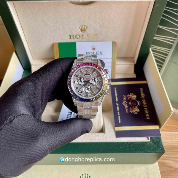 đồng hồ Rolex Replica BST Cosmograph Daytona Full Diamond Rainbow