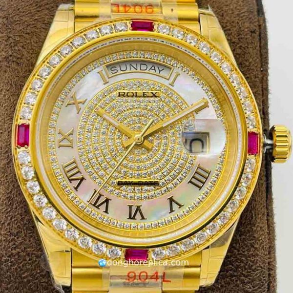 đồng hồ Rolex Replica BST Day-Date Diamond Automatic Yellow Gold