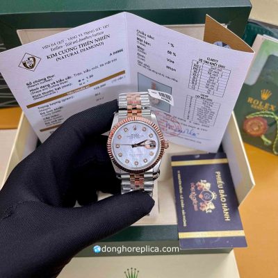Đồng Hồ Rolex Super Fake BST Datejust 116231 Mother Of Pearl Dial Thép 904L & Rose Gold