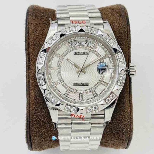 đồng hồ Rolex Nam Day-Date Diamond Dial Steel 904L Automatic Replica