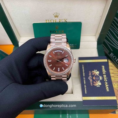 Đồng Hồ Rolex Super Fake BST Day-Date 228345RBR-0006 Chocolate, 40mm