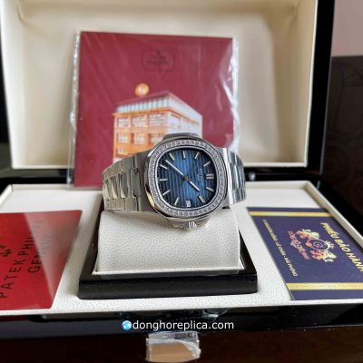 Đồng Hồ Patek Philippe Super Fake BST Nautilus 5711 Blue Dial Diamond 40mm