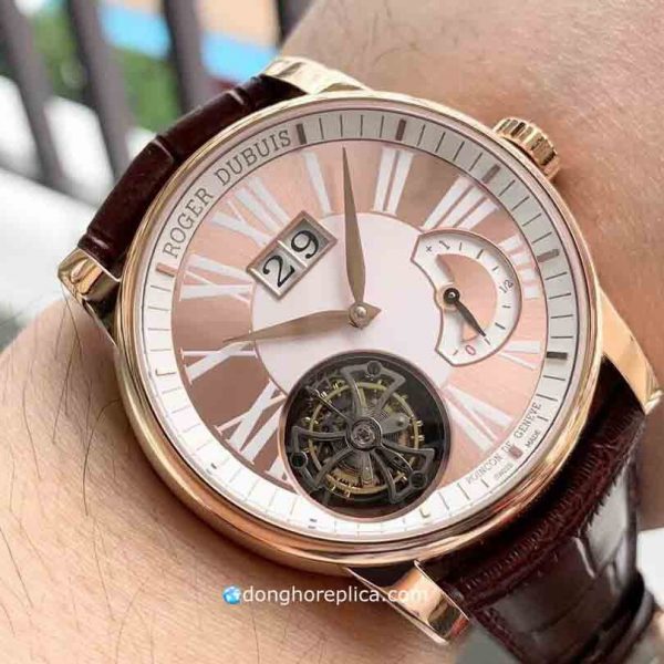 Đồng Hồ Roger Dubuis Super Fake BST Hommage Flying Tourbillon RDDBHO0568 Rose Gold