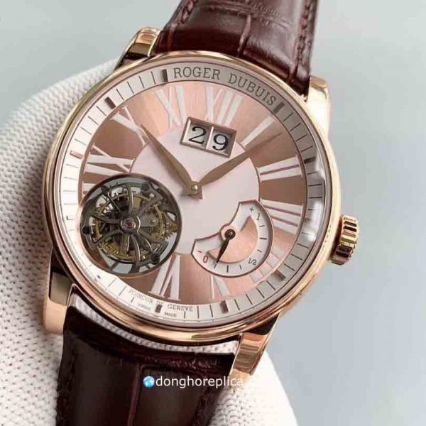 Đồng Hồ Roger Dubuis Super Fake BST Hommage Flying Tourbillon RDDBHO0568 Rose Gold