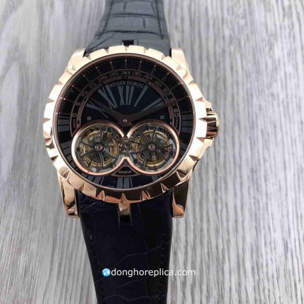 Đồng Hồ Roger Dubuis Replica BST Excalibur Double Tourbillon Rose Gold