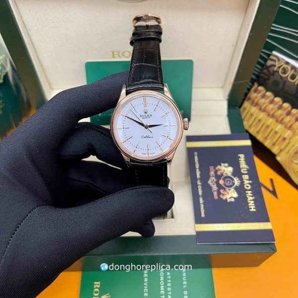 Giới thiệu đồng hồ Rolex Cellini 50505 Time Rose Gold White Index Dial 39mm