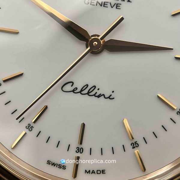 Thiết kế mặt số Rolex Cellini 50505 Time Rose Gold White Index Dial 39mm