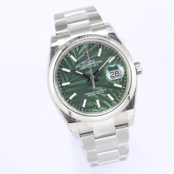 Giới thiệu về chiếc đồng hồ Rolex DateJust Green Palm Leaf Pattern Dial 126200-0020