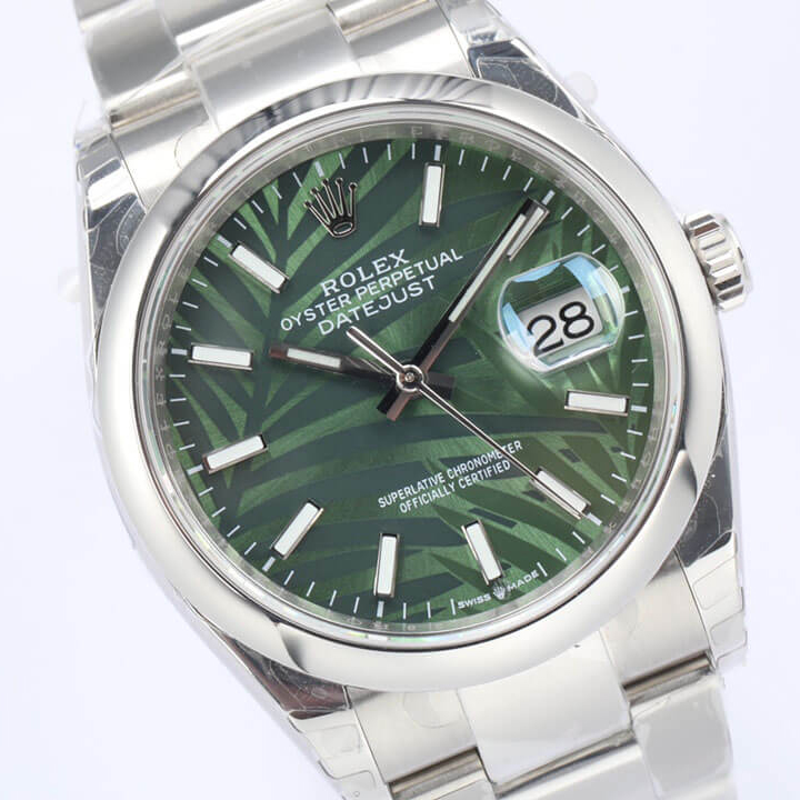 Đồng hồ Rolex DateJust Green Palm Leaf Pattern Dial 126200-0020 – Tỏa sáng với mặt số Green lấp lánh