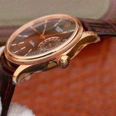 Chúng ta cũng dễ dàng nhận thấy thiết kế đặc trưng trên dòng Rolex Cellini đó là vành Bezel tròn quen thuộc các chi tiết được làm theo dạng đồng xu rất đẹp mắt.