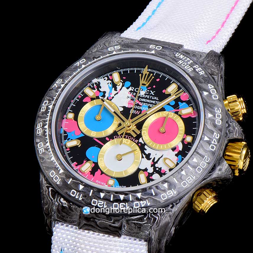 Tổng quan thiết kế đồng hồ Rolex siêu cấp 1:1 Daytona Cosmograph Carbon Rubber