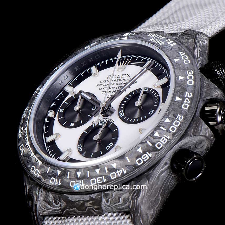 Chi tiết thiết kế đồng hồ Rolex siêu cấp DIW Daytona Cosmograph Carbon Forged Ocream