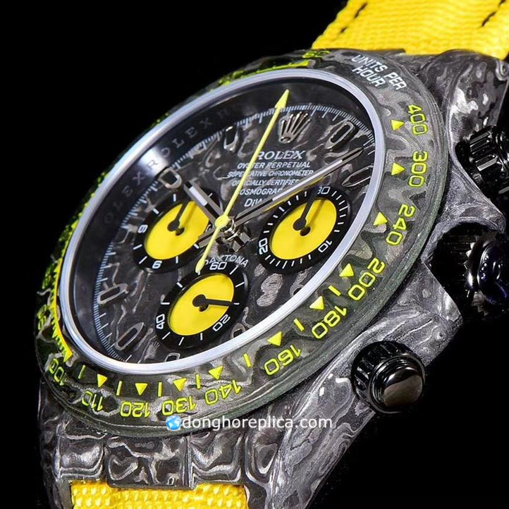 Thiết kế vỏ đồng hồ Rolex siêu cấp Rep 1:1 Daytona Cosmograph Yellow Straps từ thép không gỉ 904L