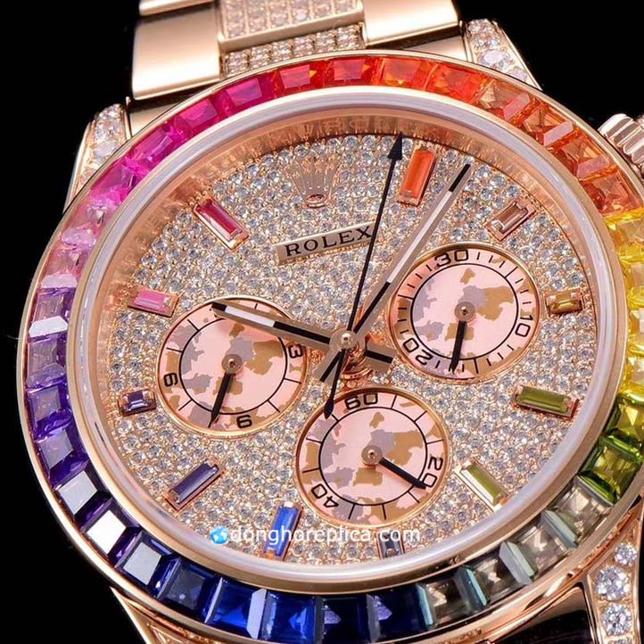 Mặt số đồng hồ đồng hồ Rolex Cosmograph Daytona 116595RBOW Rainbow Diamond trẻ trung pha chút cổ điển
