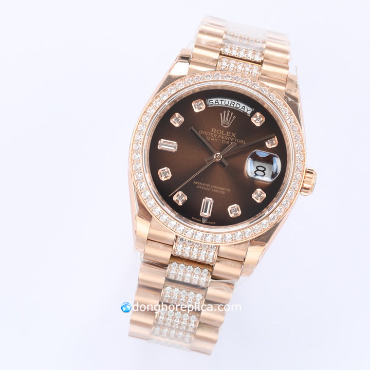 Đánh giá mẫu đồng hồ Rolex Super Fake Gold Brown Day Date M228345RBR-0011